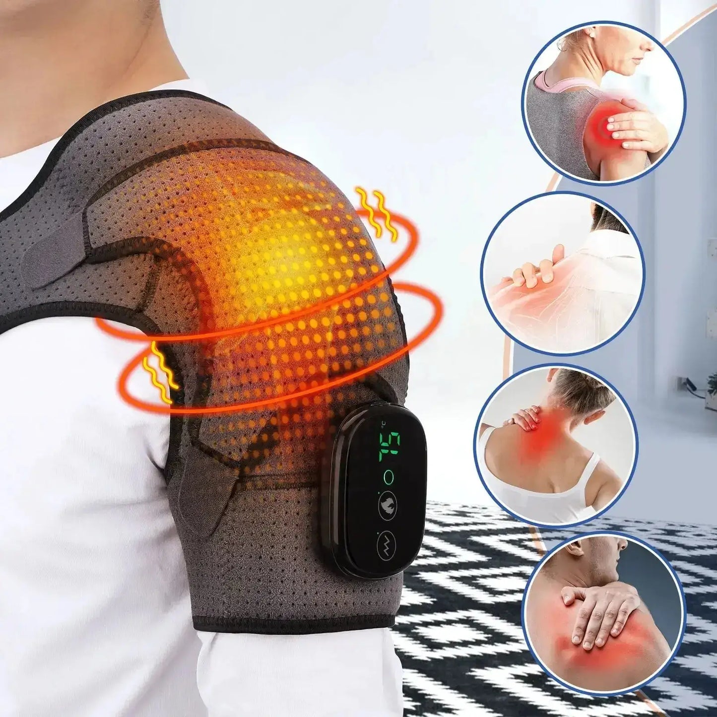 Electric heating pad for shoulder pain relief and support with therapeutic heat therapy for joint pain, arthritis, and muscle tension.