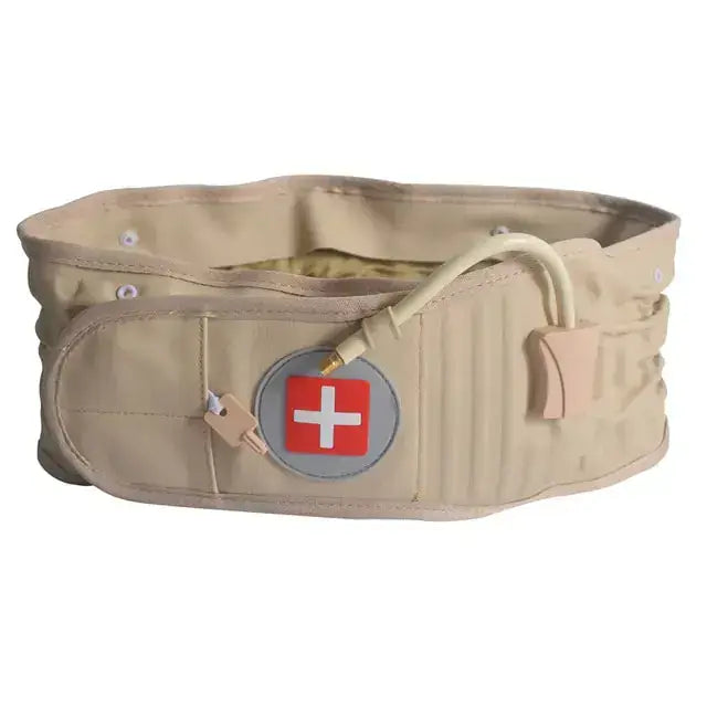 Decompression back pain relief belt with lumbar support and adjustable strap for improved mobility and comfort.